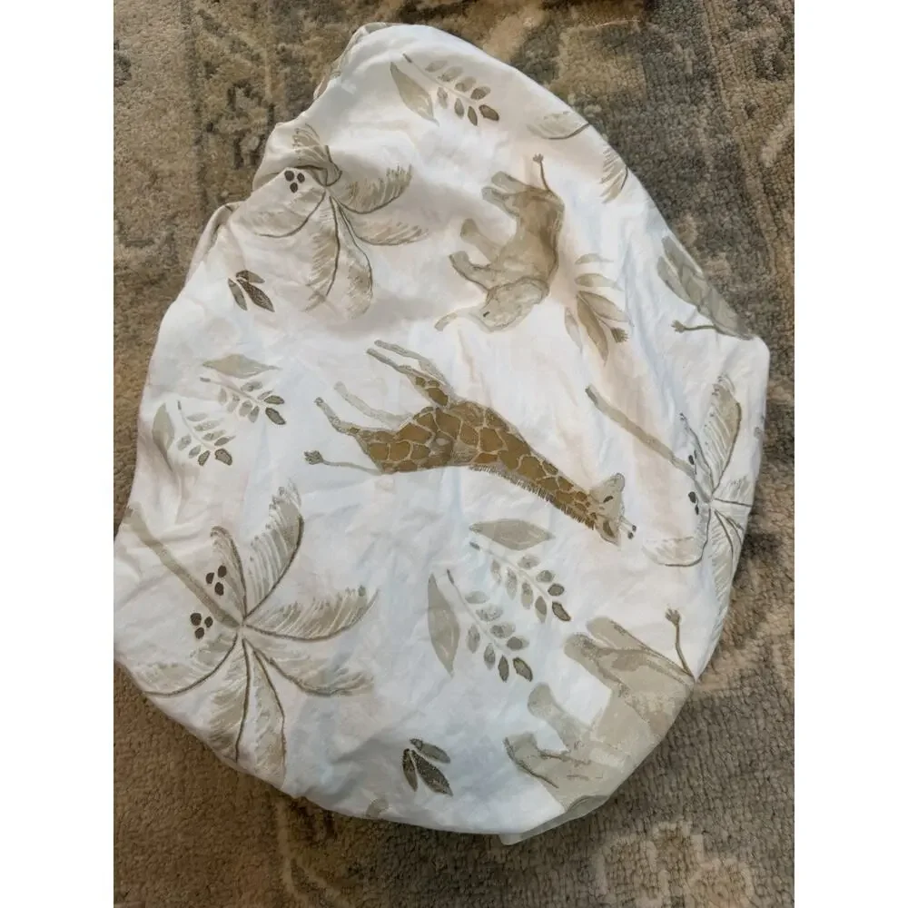 CRANE BABY Cotton Sateen Fitted Crib Sheet Animals Neutral NWT